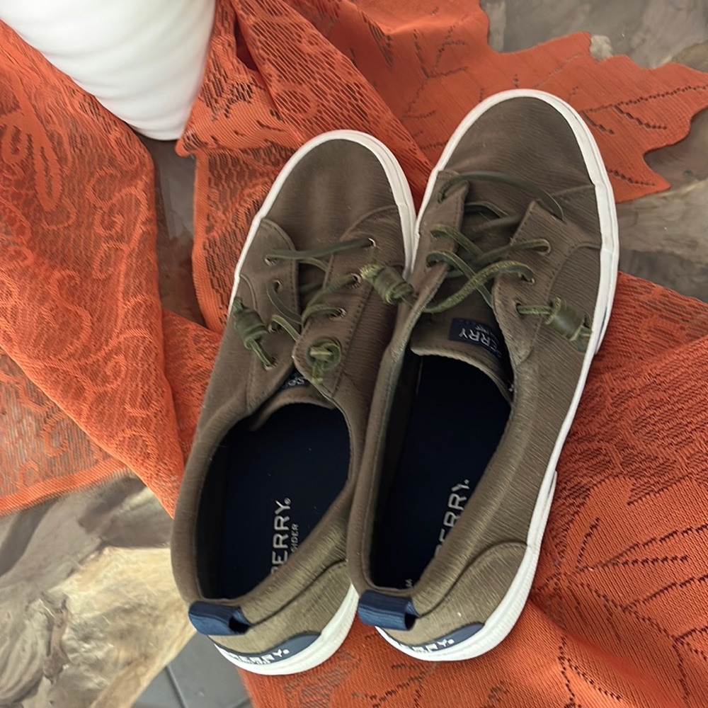 Sperry khaki green topsider sneakers 9.5